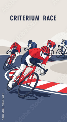 Dynamic Criterium Race Cyclists Competing On Track