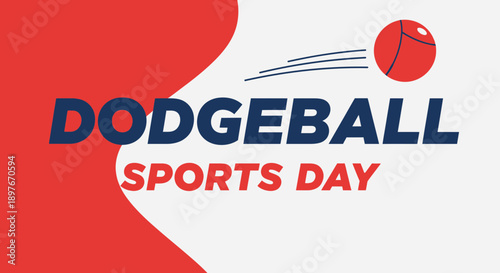 Dynamic Dodgeball Sports Day Graphic Design With Action Ball
