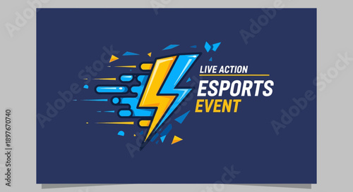 Dynamic Esports Event Lightning Bolt Graphic Design Promotion