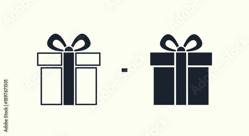 Gift Box Icon: Present Silhouette with Ribbon Bow