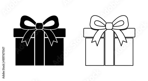 Gift Box with Ribbon Icon Present Holiday Celebration
