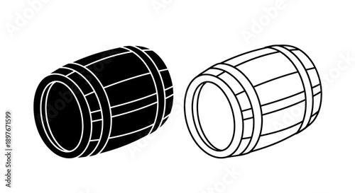 Barrel Silhouette and Outline Vector for Drinks