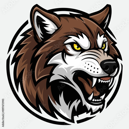 Fierce Snarling Wolf Head Mascot