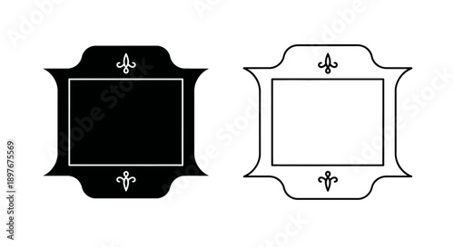 Decorative Frame Silhouette and Outline with Fleur de Lis