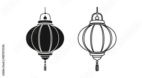 Chinese lantern icon, decorative, holiday, celebration, simple vector