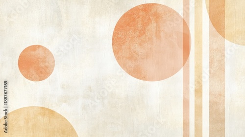 A white background with orange circles and stripes