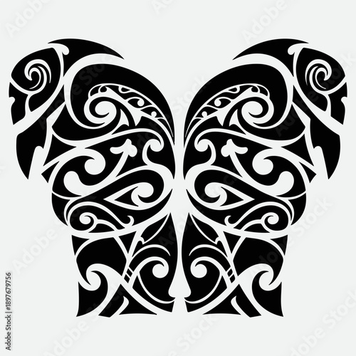 Symmetrical Polynesian Tribal Tattoo Design for Chest or Shoulders
