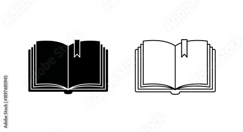 Open Book with Bookmark Icon Vector Illustration – Education, Learning, Knowledge Symbol