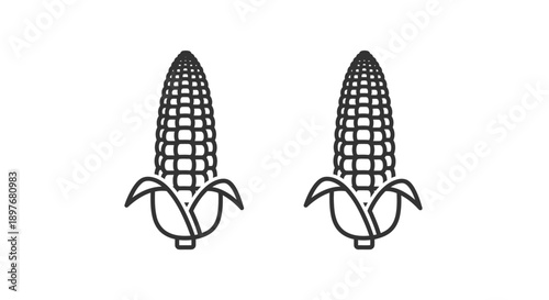 Simple Corn Ear Vegetable Icon for Agriculture and Healthy Food Vector Design