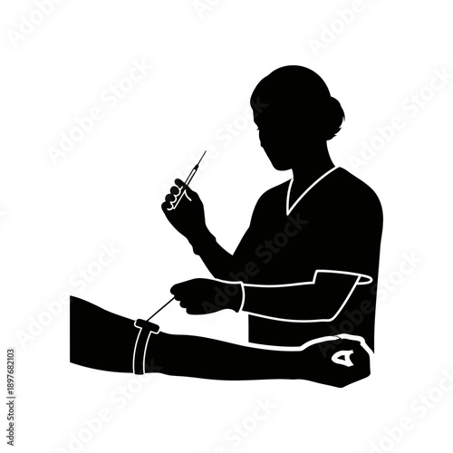 Woman injecting insulin into her leg with a syringe.