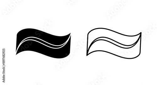 Wavy Flag Ribbon Banner Wave Fabric Icon Vector for Celebration Event Award Announcement
