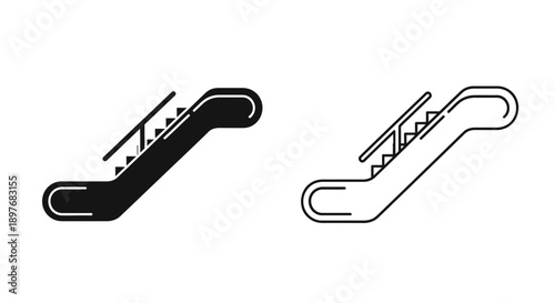 Escalator Icon Flat Minimal Modern Up Down Moving Staircase Vector
