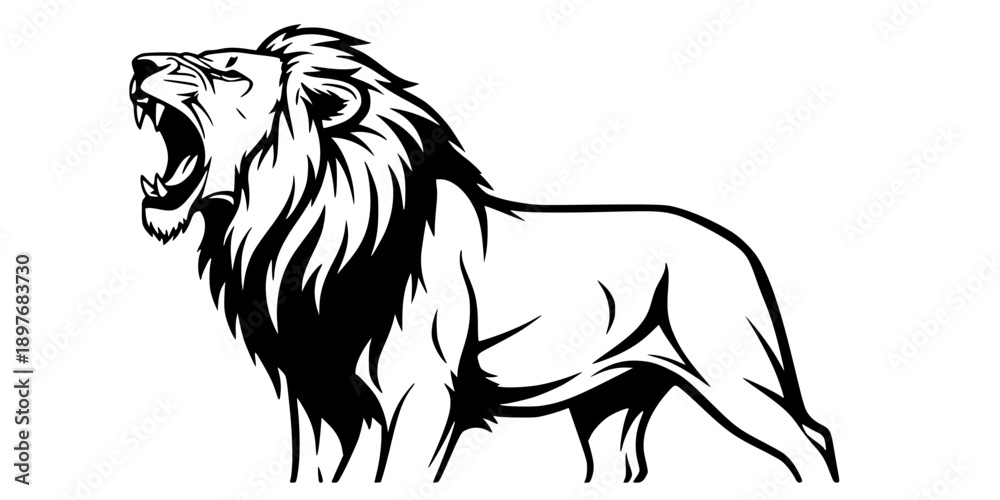 Fototapeta premium a lion roaring design silhouette vector illustration 