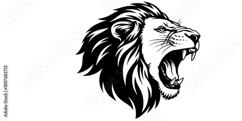 a lion roaring design silhouette vector illustration
