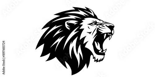 a lion roaring design silhouette vector illustration
