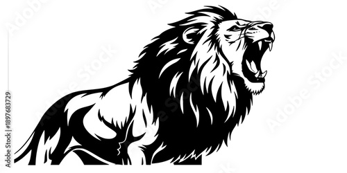 a lion roaring design silhouette vector illustration
