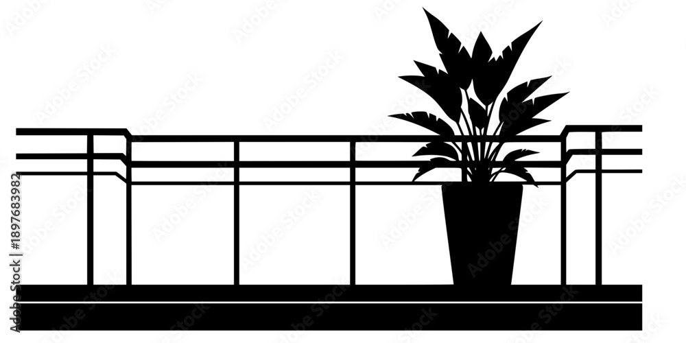 Obraz premium balcony silhouette vector illustration 