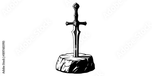 The Sword in the Stone Excalibur Silhouette Vector
