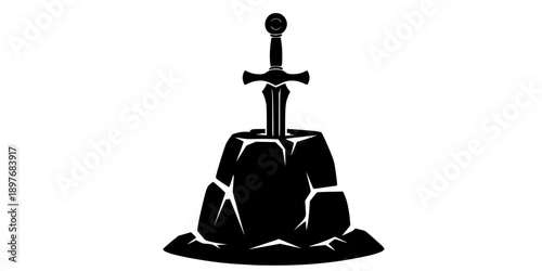 The Sword in the Stone Excalibur Silhouette Vector
