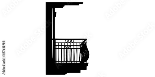 balcony silhouette vector illustration
