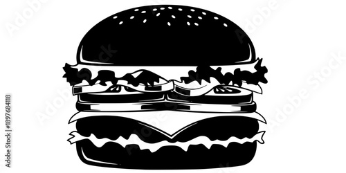 Hamburger Silhouette Vector Illustration
