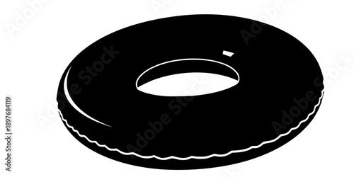 Round Pool Ring Floater Silhouette Vector Illustration
