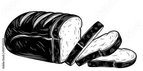 A Loaf of Sliced Bread Detailed Clean Silhouette
