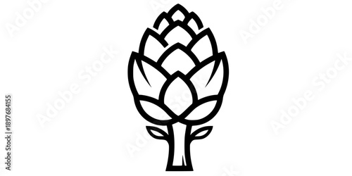 Artichoke Vegetable Icon Black and White
