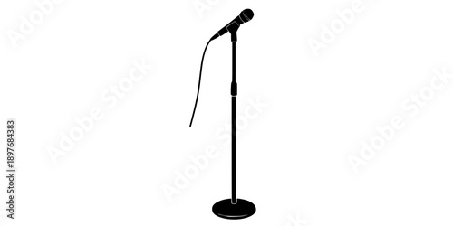 mic stand silhouette vector illustration
