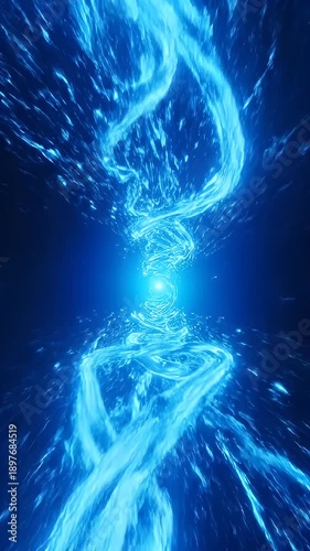 A stunning video of glowing blue water swirling in a mesmerizing pattern