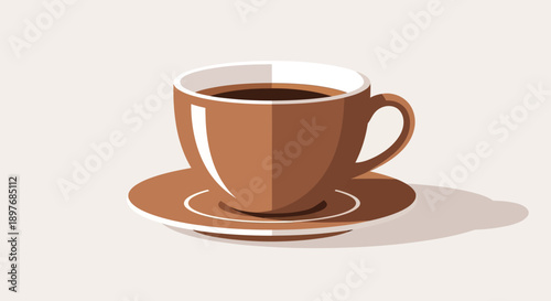 Brown Coffee Cup on Saucer.