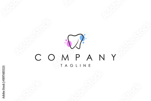 Dental logo with line art minimalist design style