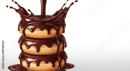Stack of Donuts with Chocolate Glaze