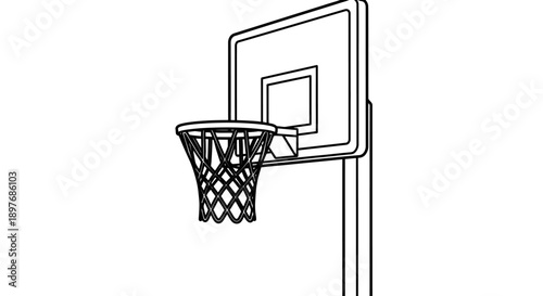 Basketball Hoop and Net Illustration.