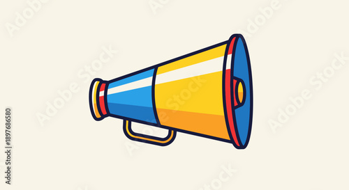 Colorful Megaphone Illustration with Handle.