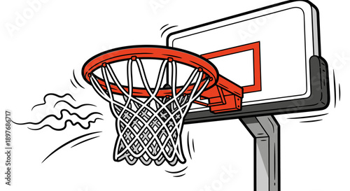 Basketball Hoop Net Swishing After Dunk.