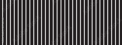 Vertical black parallel straight thick lines isolated on white background. Simple striped graphic print. Texture of prison bar. Vector minimalist illustration