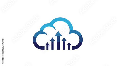 Cloud upload with rising arrows logo