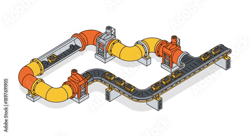 Industrial Pipeline System with Valves and Fittings 1.