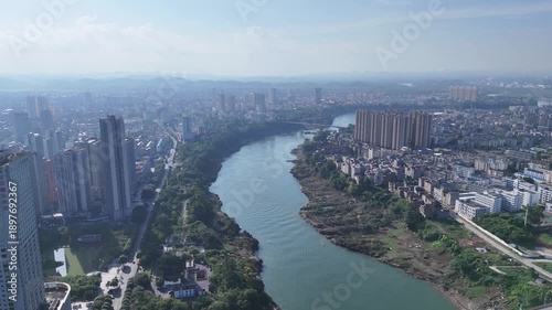 Hongshui River Aerial View, Laibin Guangxi China