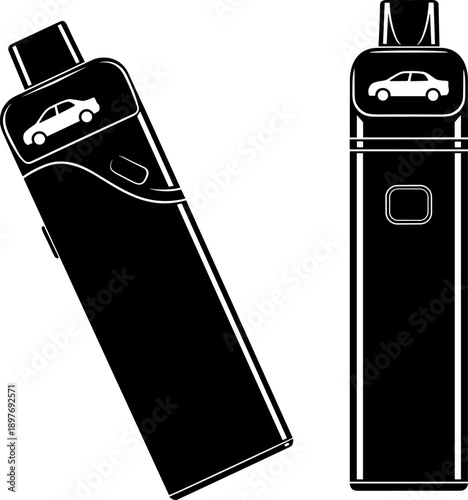 Car remote key silhouettes illustration showing modern vehicle key fob designs, automotive security and wireless control concept, electronic car access devices isolated on white background