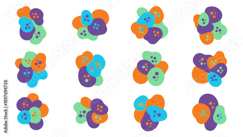 Colorful Abstract Organic Shapes Clusters, Seamless Pattern, Vibrant Background