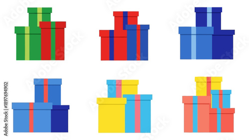 Colorful Gift Boxes Stacked, Festive Presents, Celebration Surprise