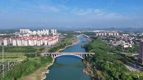 Aerial Second Hongshui River Bridge Laibin Guangxi China