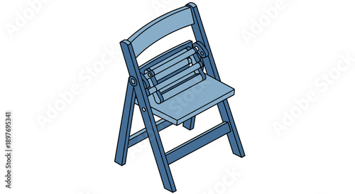 Blue Folding Chair Isolated on White.