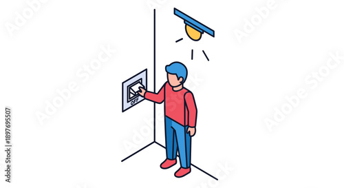 Man Adjusting Security Camera Direction.