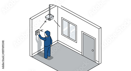 Person Installing Ceiling Light Fixture.