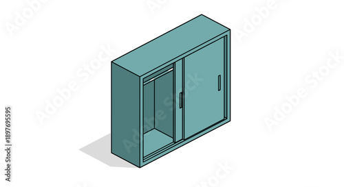 Teal Colored Cabinet with Two Doors.