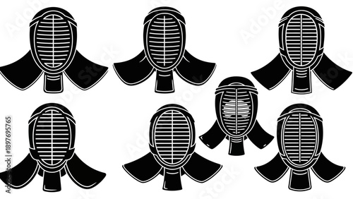 Kendo Bogu Helmet Collection: Japanese Martial Art Protective Gear