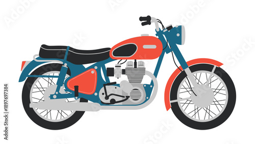 Vintage Motorcycle Illustration - Retro Transport and Classic Style